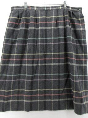 VINTAGE Pendleton Skirt 24W Plus Virgin Wool A-Line Plaid Midi USA *